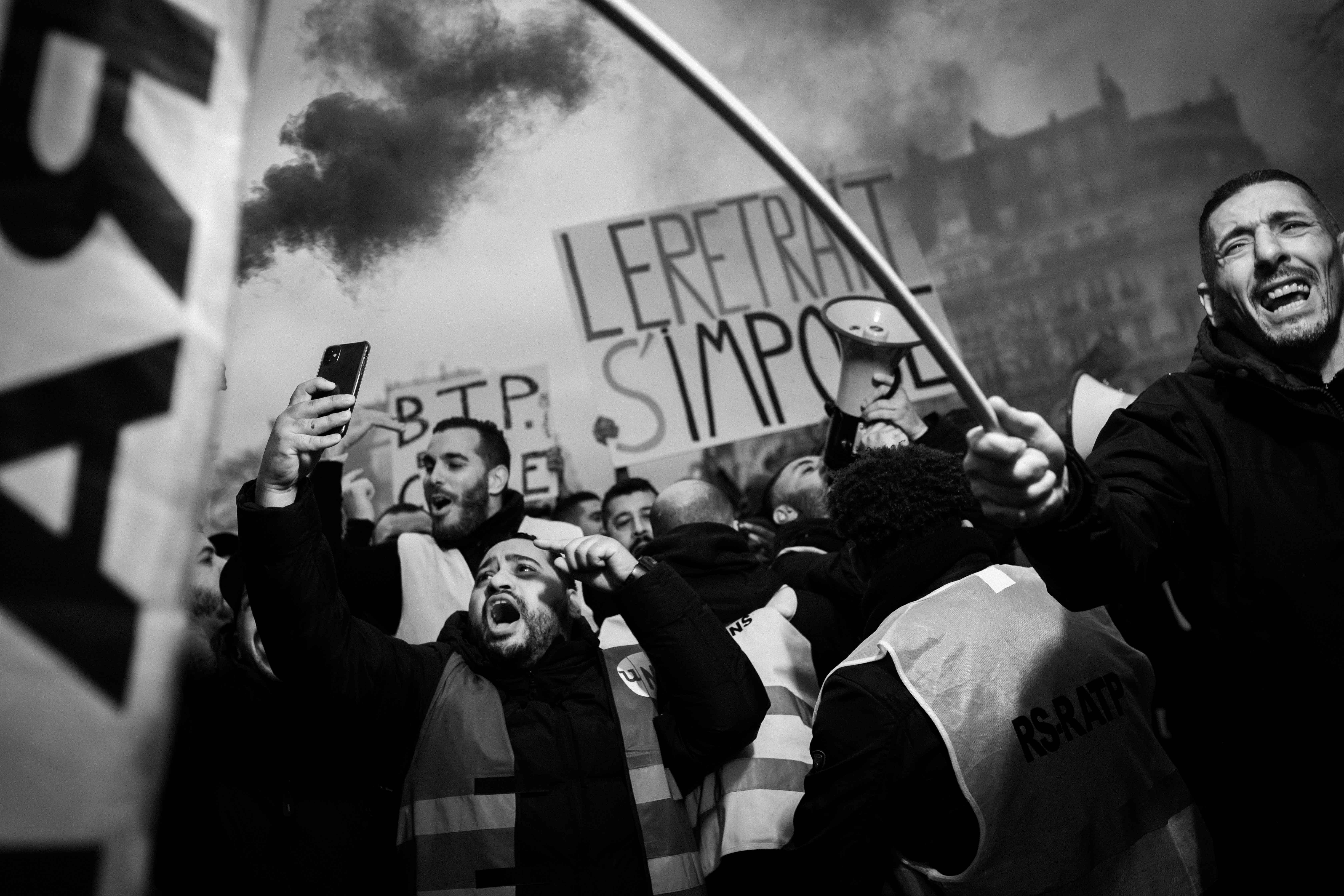 22 janvier 2020 Manifestation contre le projet de réforme des retraites. Paris 10e.
